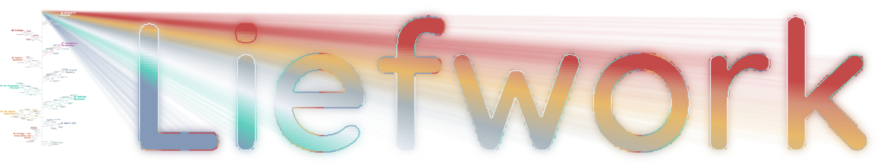 Liefwork — the Holographia Memory Coral casting the “Liefwork” wordmark as a holographic projection.